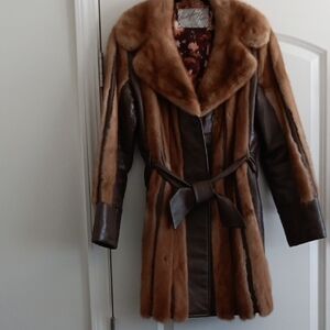 Chic Brown Fur and Leather Women's Teddy Jacket